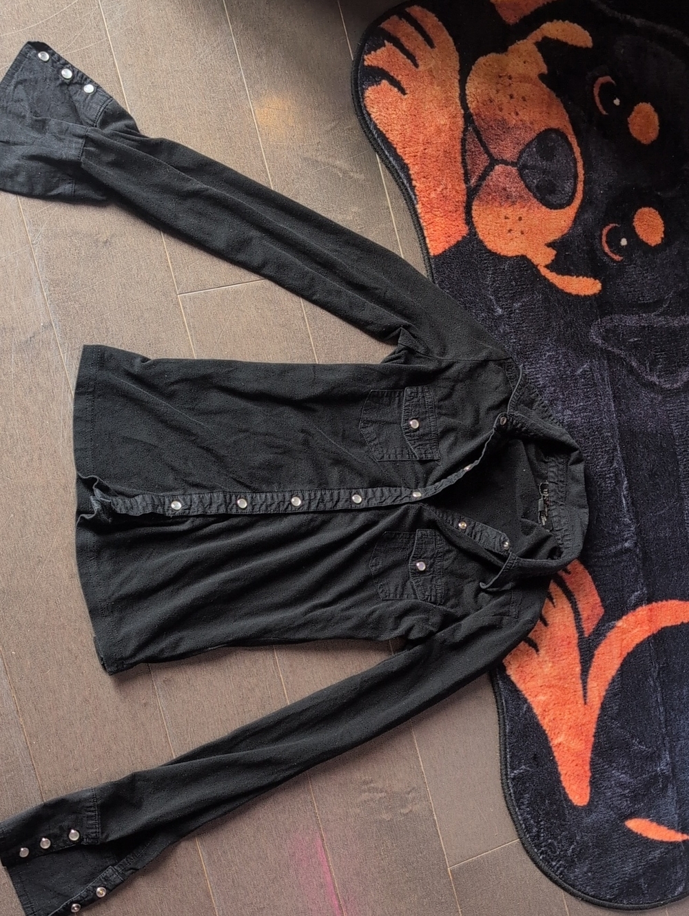 Ladies Black Long-Sleeve Collared Shirt